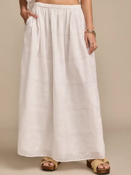 Embroidery Breezy Midi Skirt